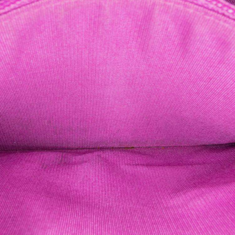 Pre Owned Chanel Purple Lambskin Coco Boy Wallet On Chain