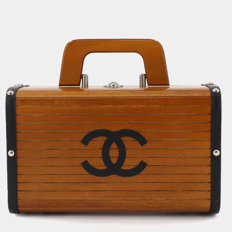 Pre Owned Chanel Vintage Vanity Brown/Black Wood Box Handbag
