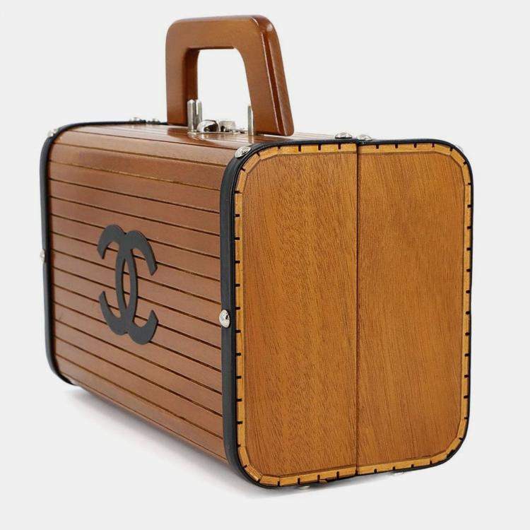 Pre Owned Chanel Vintage Vanity Brown/Black Wood Box Handbag
