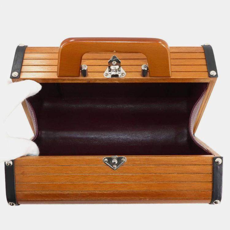 Pre Owned Chanel Vintage Vanity Brown/Black Wood Box Handbag