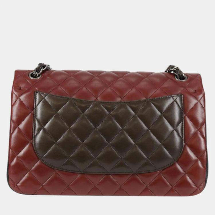 Pre Owned Chanel Classic Double Flap Brown Multicolor Leather Shoulder Bag