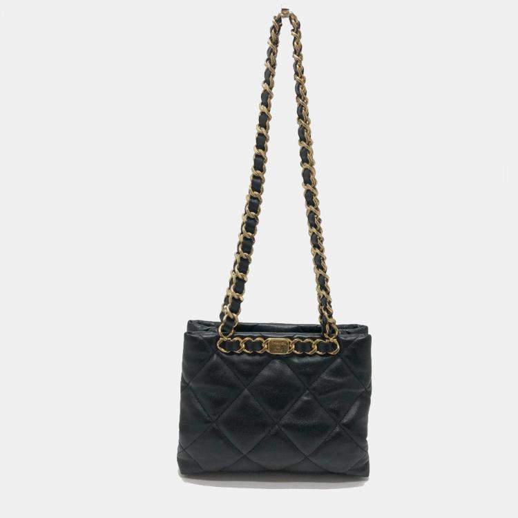 Pre Owned Chanel CC Black Leather Tote Bag