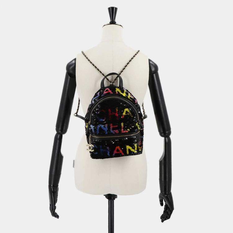 Pre Owned Chanel Paris-Los Angeles Black Sequin Backpack
