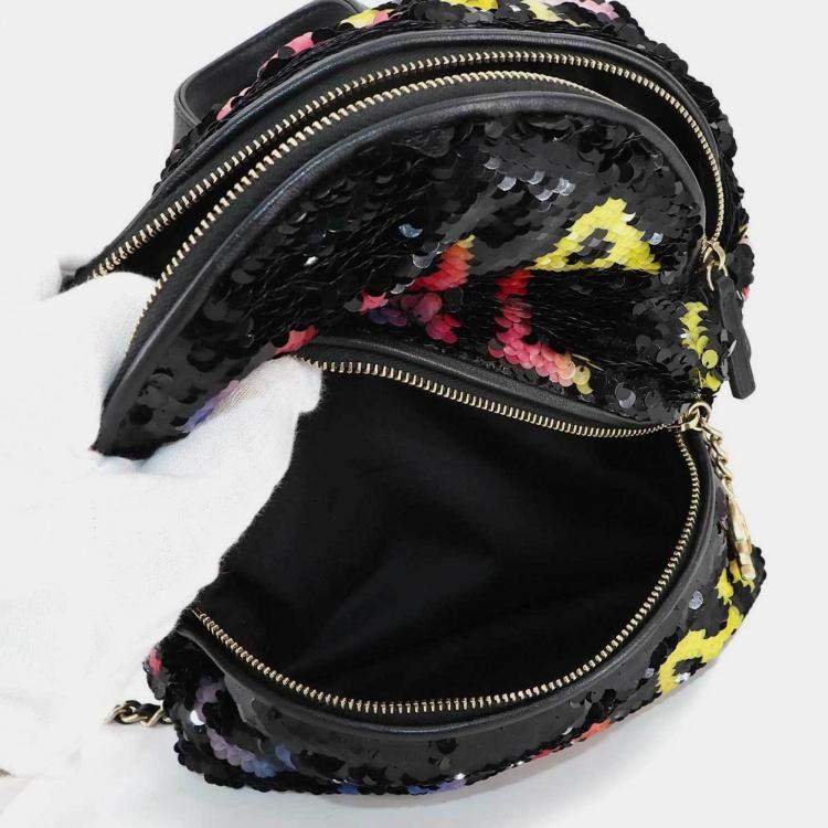 Pre Owned Chanel Paris-Los Angeles Black Sequin Backpack