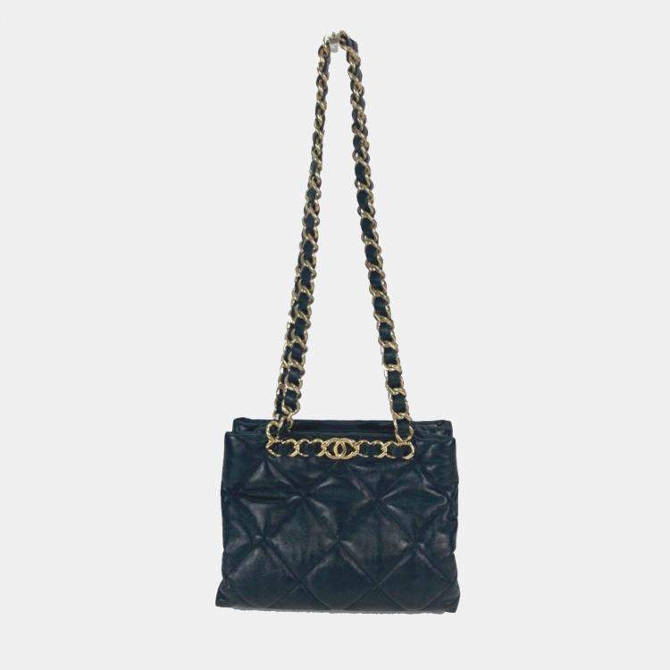 Pre Owned Chanel CC Black Leather Tote Bag