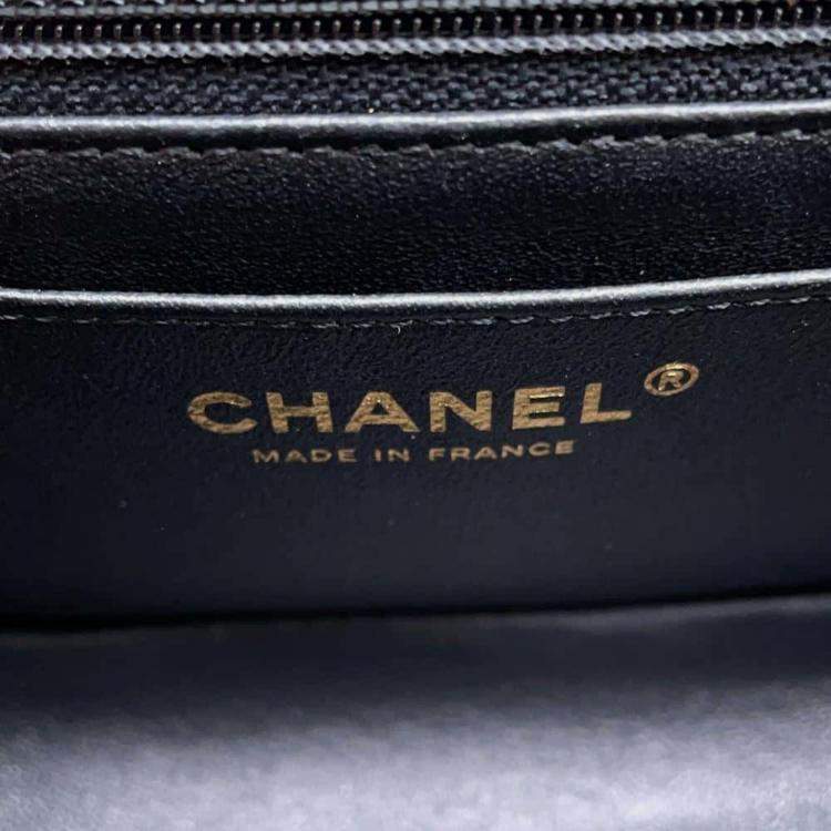 Pre Owned Chanel Reissue 2.55 Graffiti Mini Black/Gold Croc Embossed Leather Flap Bag