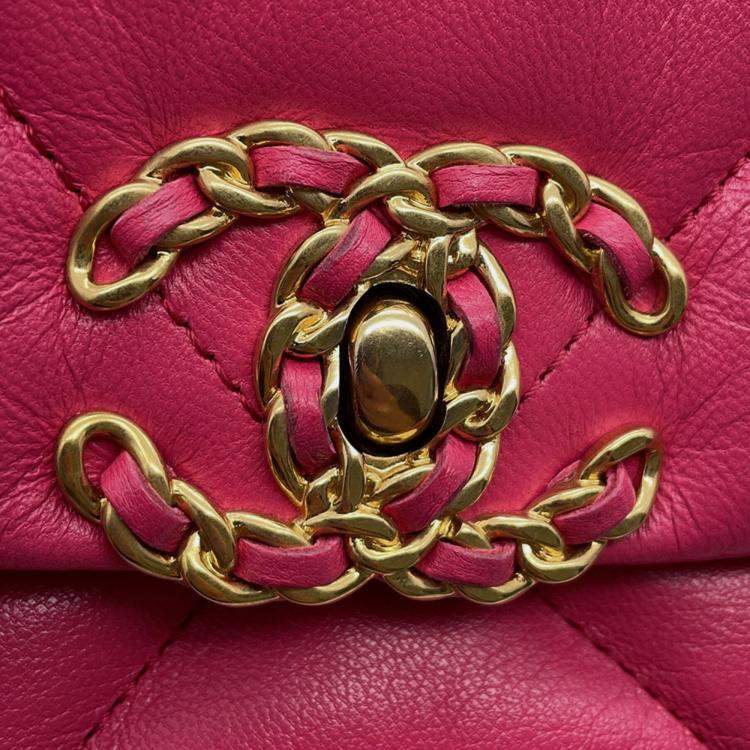 Pre Owned Chanel 19 Pink Leather Shoulder Bag