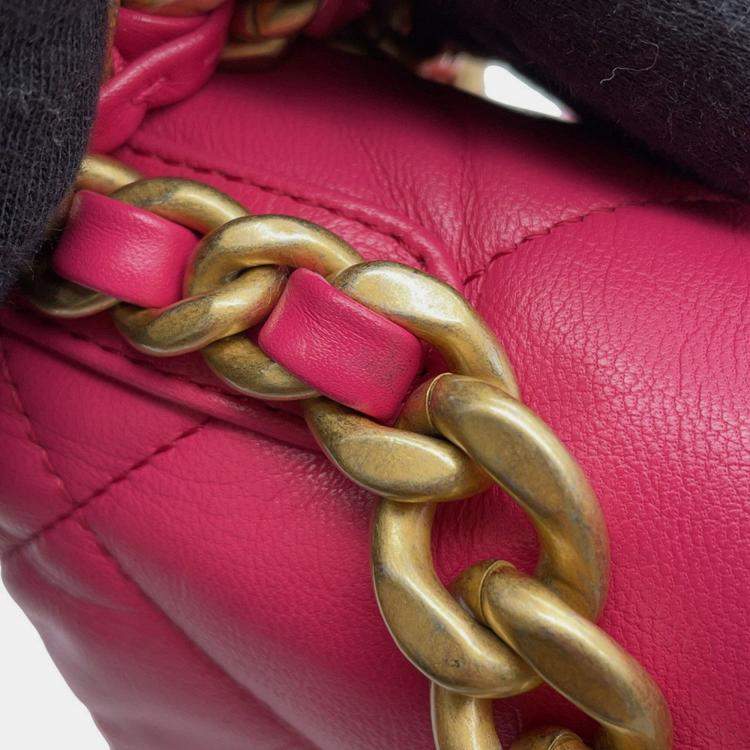 Pre Owned Chanel 19 Pink Leather Shoulder Bag