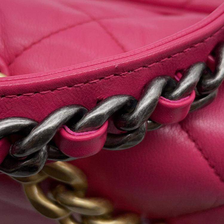 Pre Owned Chanel 19 Pink Leather Shoulder Bag
