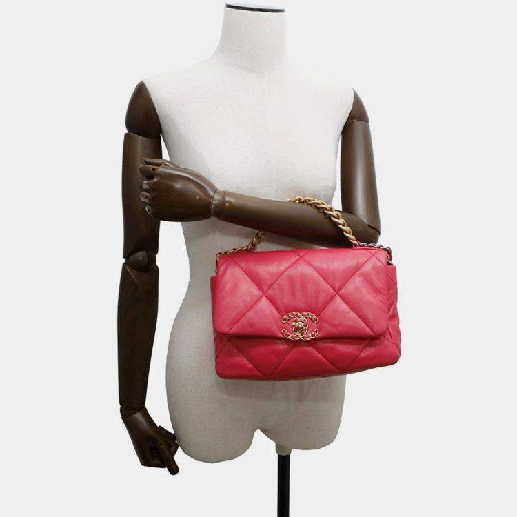 Pre Owned Chanel 19 Pink Leather Shoulder Bag