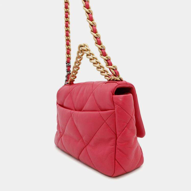 Pre Owned Chanel 19 Pink Leather Shoulder Bag