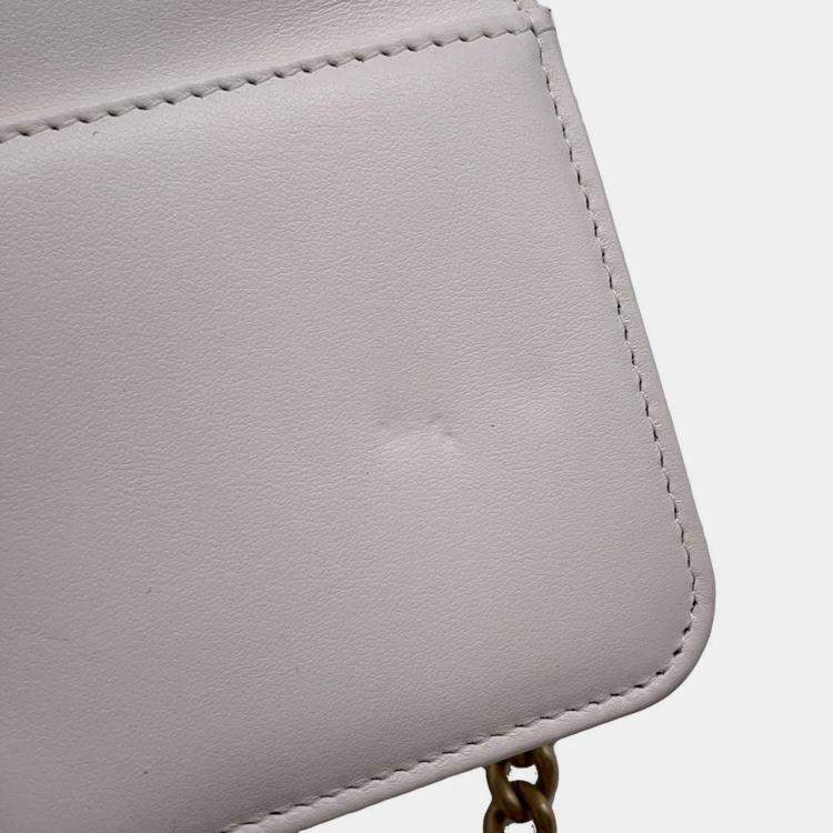 Pre Owned Chanel Boy White Soft Caviar Leather Round Chain Wallet