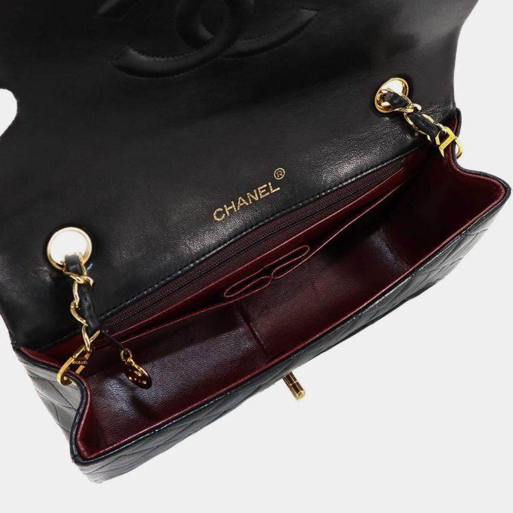 Pre Owned Chanel Full Flap Turnlock Black Leather Shoulder Bag