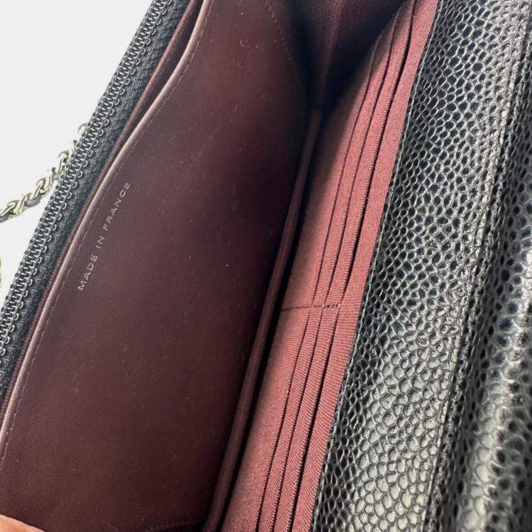 Pre Owned Chanel Classic Black Leather Wallet On Chain