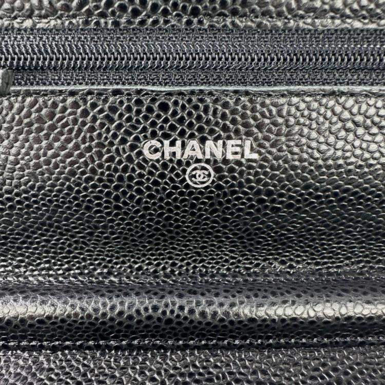 Pre Owned Chanel Classic Black Leather Wallet On Chain