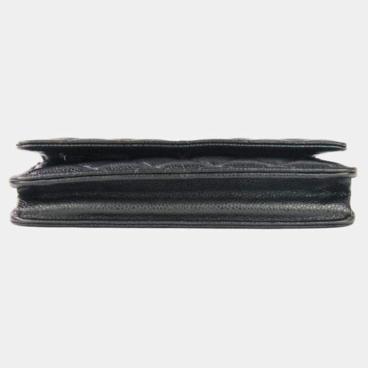 Pre Owned Chanel Classic Black Leather Wallet On Chain