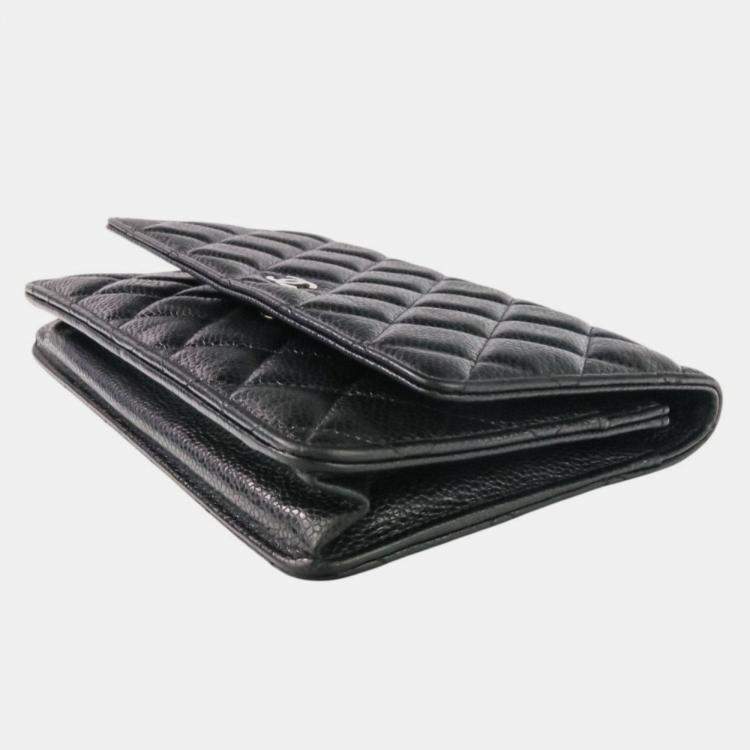 Pre Owned Chanel Classic Black Leather Wallet On Chain