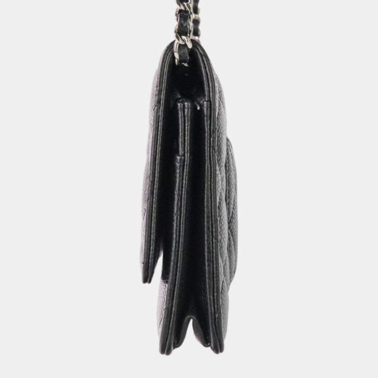 Pre Owned Chanel Classic Black Leather Wallet On Chain