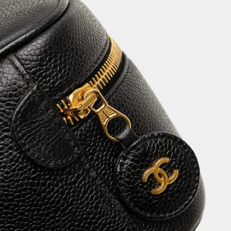 Pre Owned Chanel Black CC Caviar Vanity Case