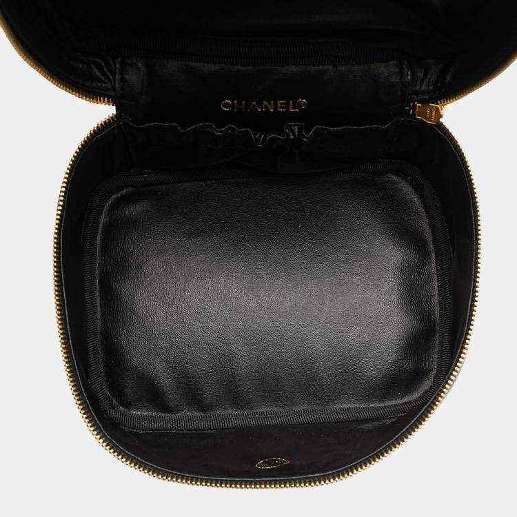 Pre Owned Chanel Black CC Caviar Vanity Case