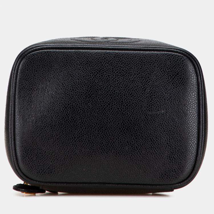 Pre Owned Chanel Black CC Caviar Vanity Case