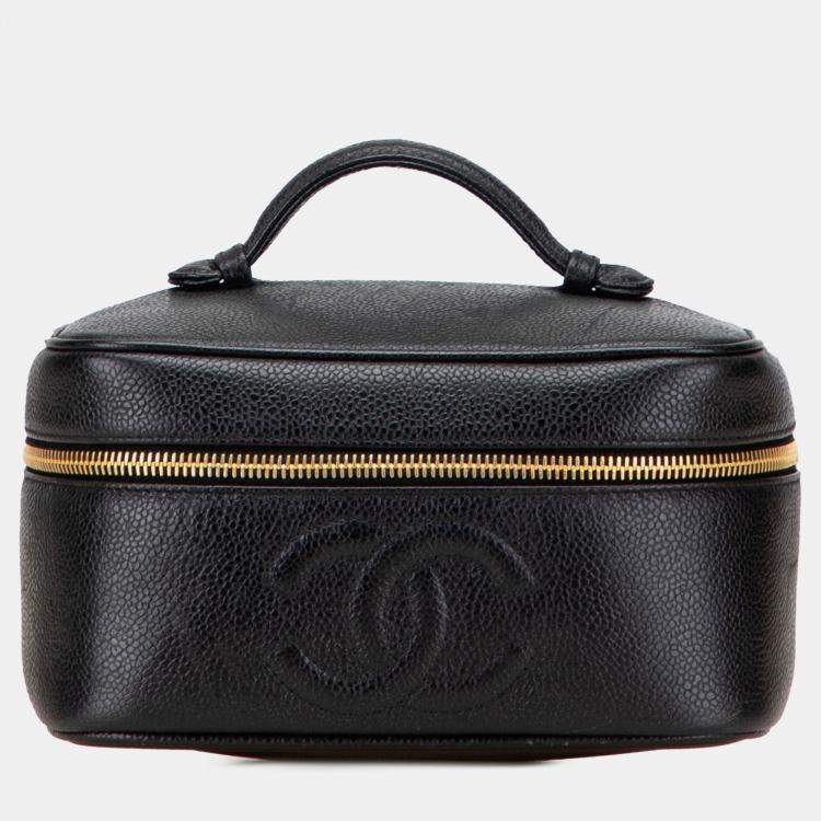 Pre Owned Chanel Black CC Caviar Vanity Case