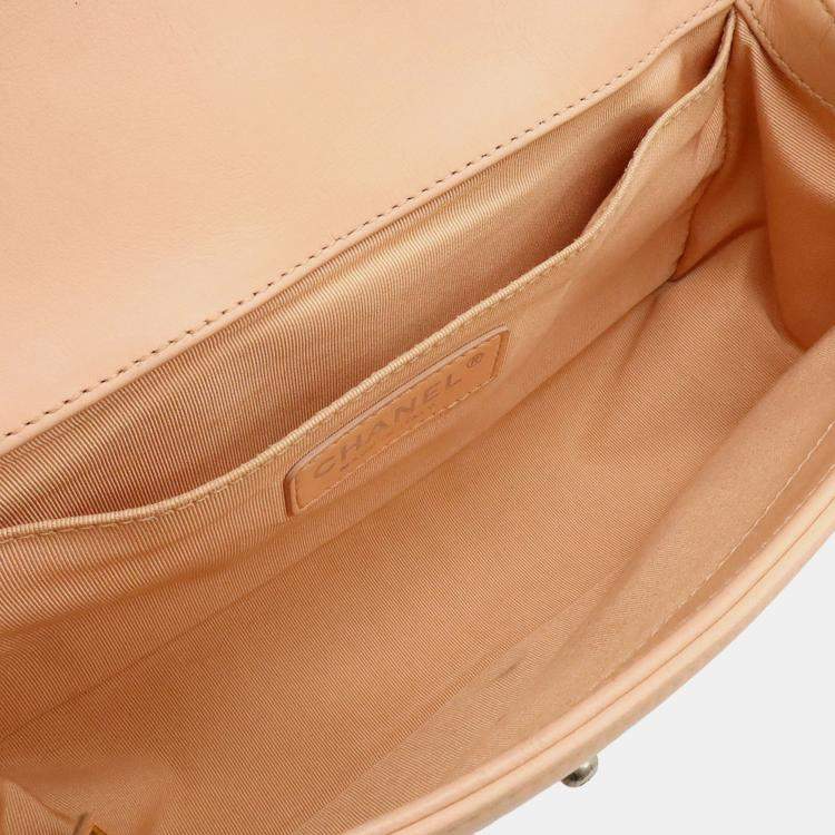Pre Owned Chanel Boy Chanel 25 Matelasse Coco Mark Chain Shoulder Bag Baby Pink Lambskin