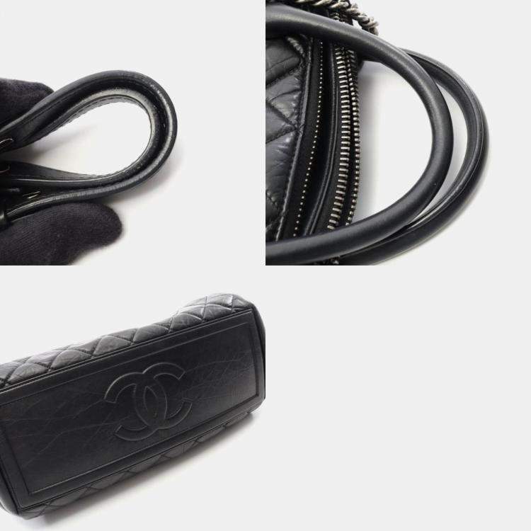 Pre Owned Chanel Matelasse Tote Bag Leather Black