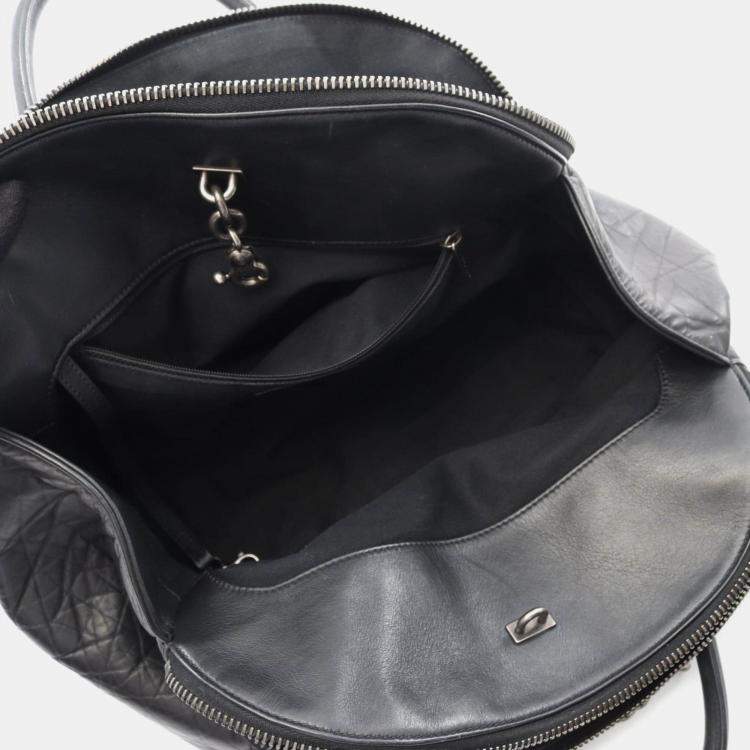 Pre Owned Chanel Matelasse Tote Bag Leather Black