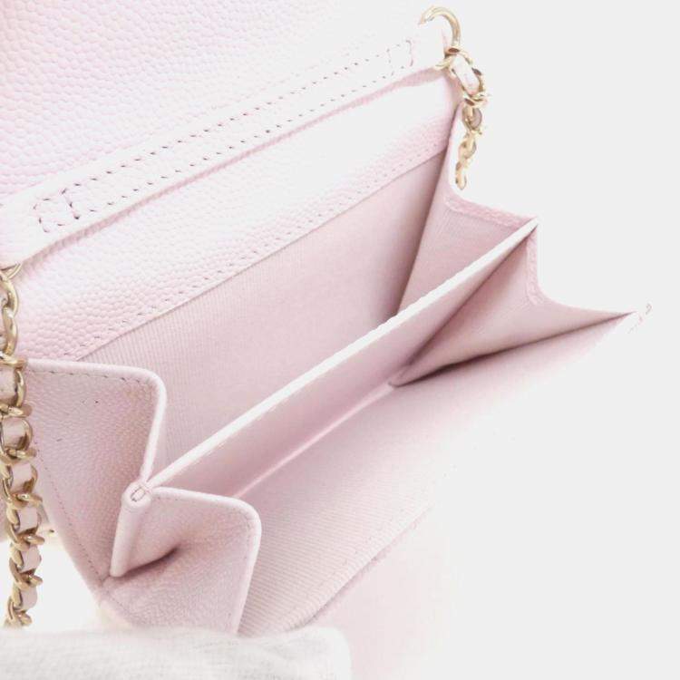 Pre Owned Chanel Timeless Classic Line Chain Pink Calf Leather Clutch