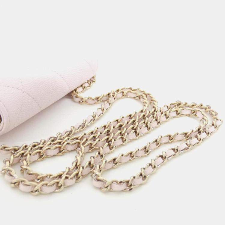 Pre Owned Chanel Timeless Classic Line Chain Pink Calf Leather Clutch