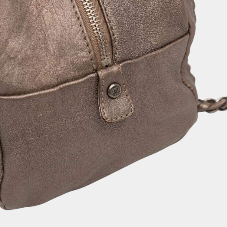 Pre Owned Chanel Brown Medium Calfskin Luxe Ligne Bowler Bag