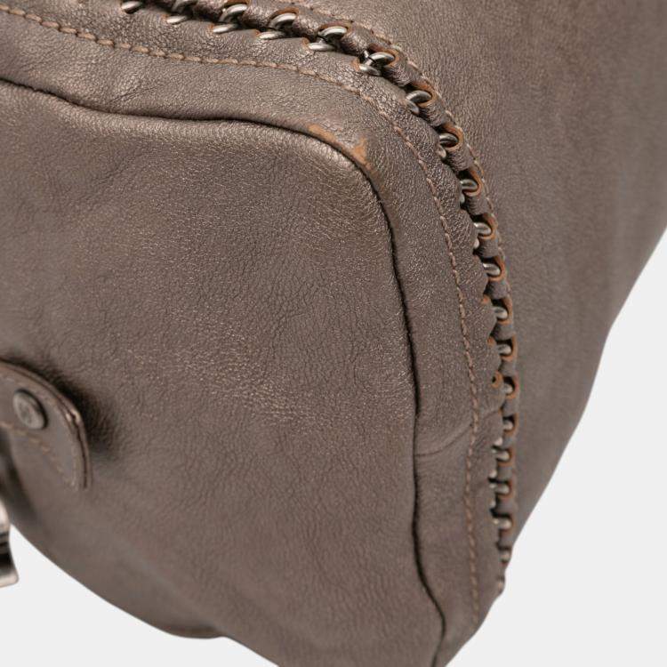 Pre Owned Chanel Brown Medium Calfskin Luxe Ligne Bowler Bag