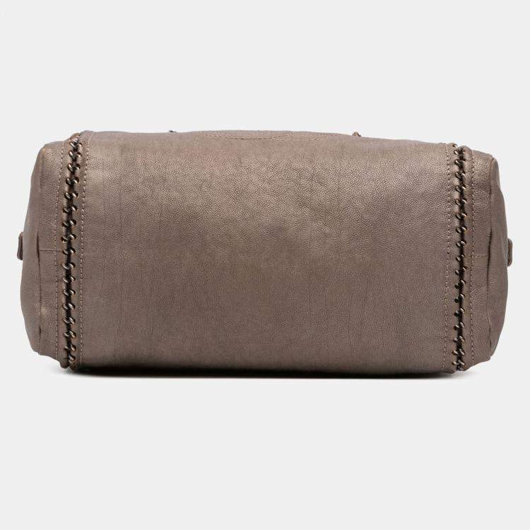 Pre Owned Chanel Brown Medium Calfskin Luxe Ligne Bowler Bag