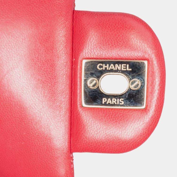 Pre Owned Chanel Pink Medium Classic Lambskin Double Flap