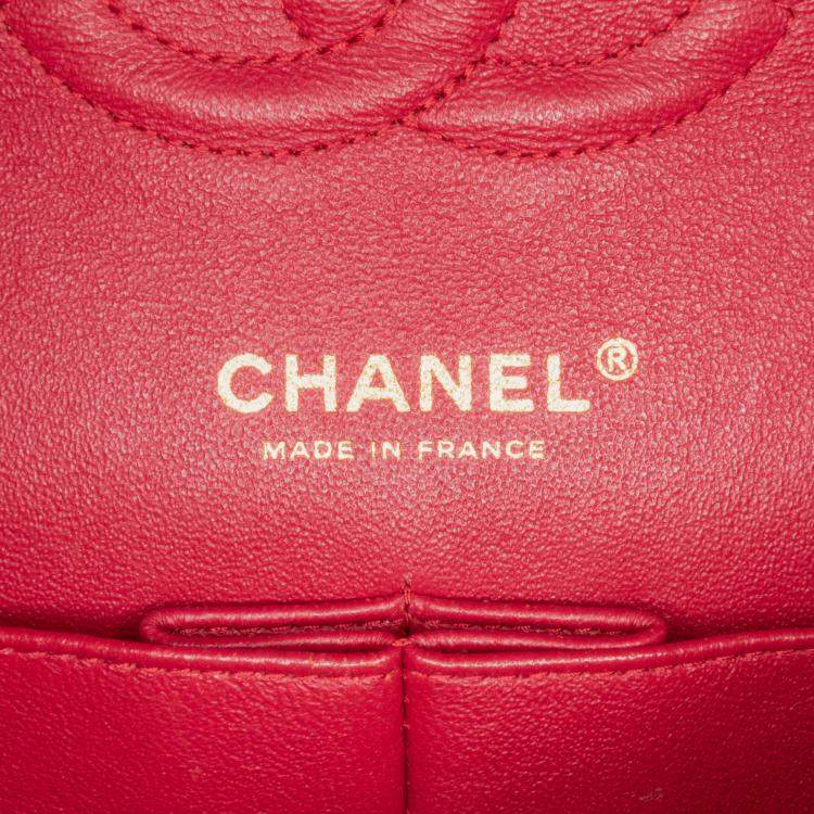 Pre Owned Chanel Pink Medium Classic Lambskin Double Flap