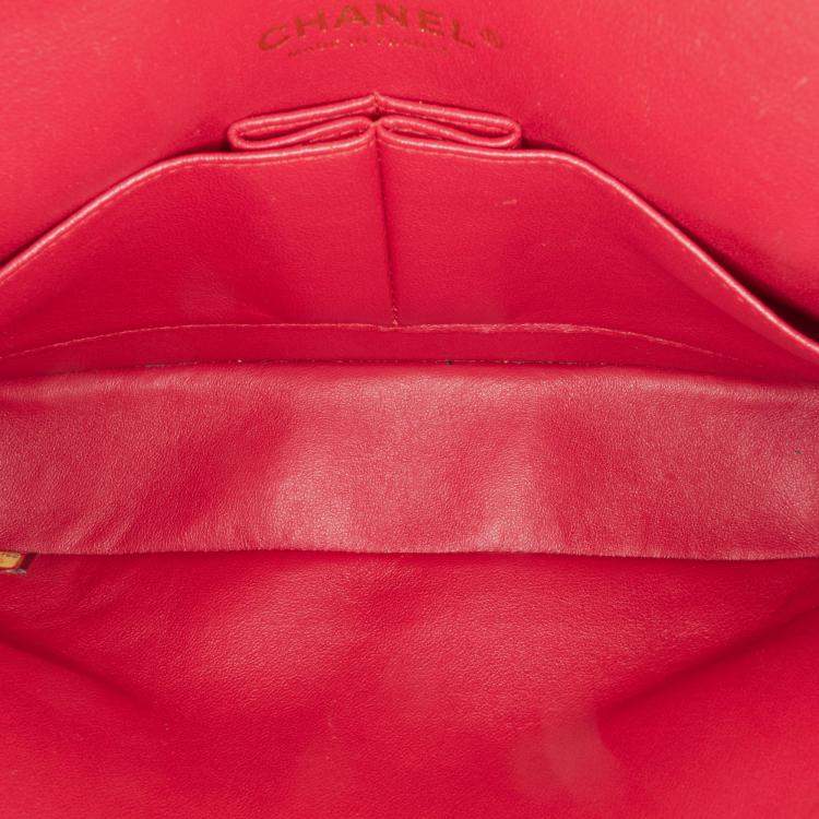 Pre Owned Chanel Pink Medium Classic Lambskin Double Flap