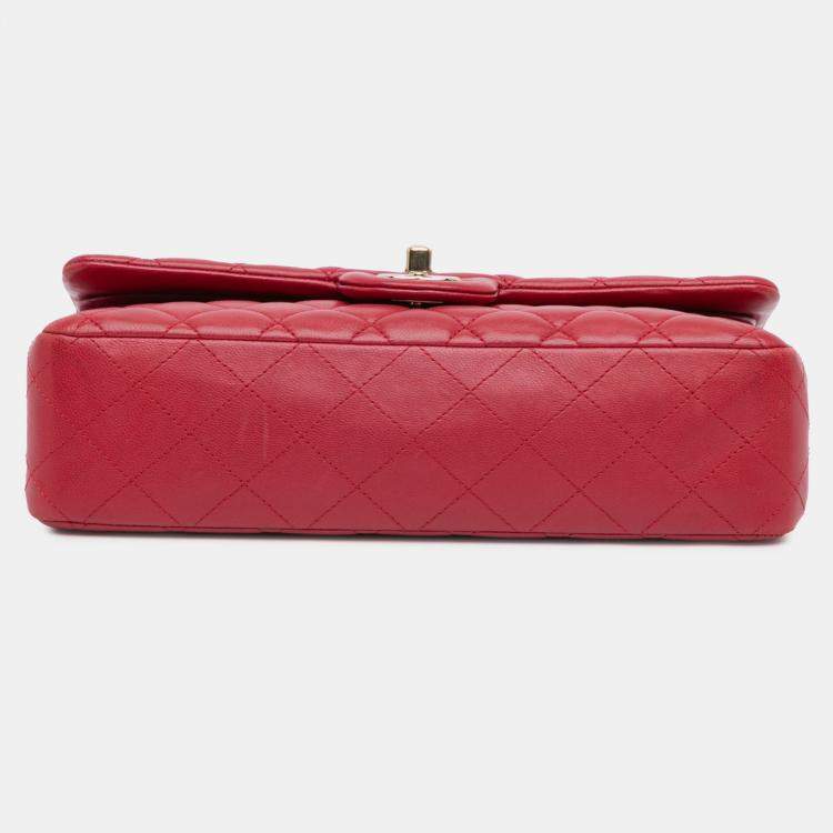 Pre Owned Chanel Pink Medium Classic Lambskin Double Flap