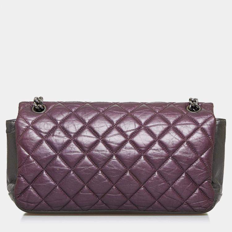 Pre Owned Chanel Purple Glazed Matelasse Portobello Flap Bag