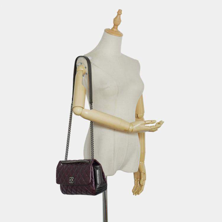 Pre Owned Chanel Purple Glazed Matelasse Portobello Flap Bag