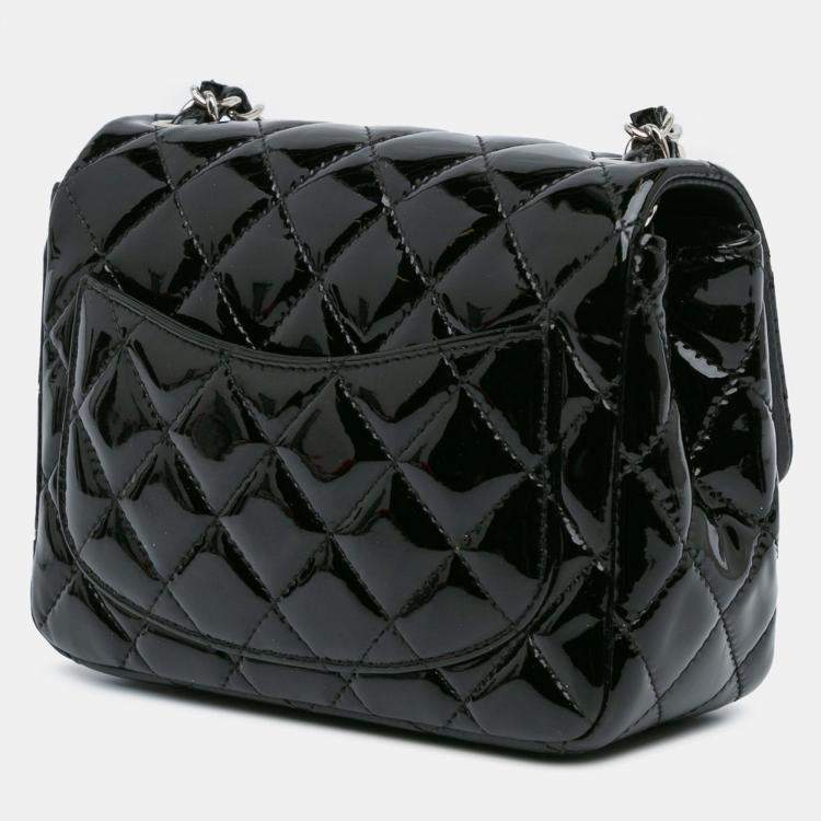 Pre Owned Chanel Black Mini Square Classic Patent Single Flap