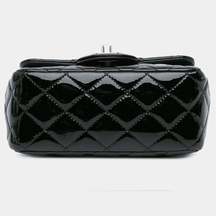 Pre Owned Chanel Black Mini Square Classic Patent Single Flap