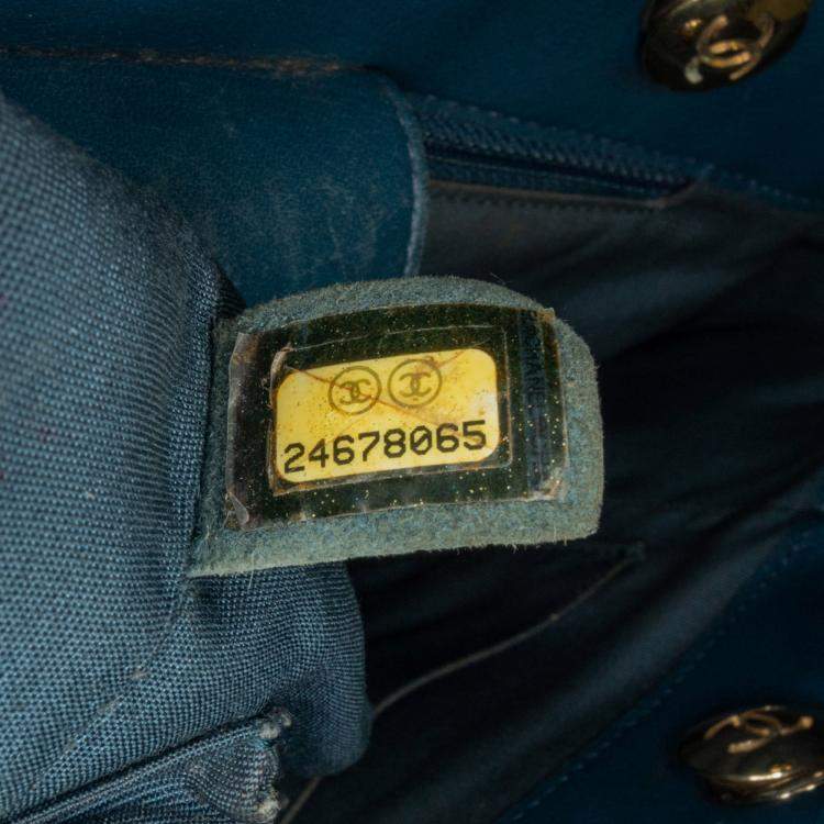 Pre Owned Chanel Blue CC Chevron Calfskin Statement Shopping Tote