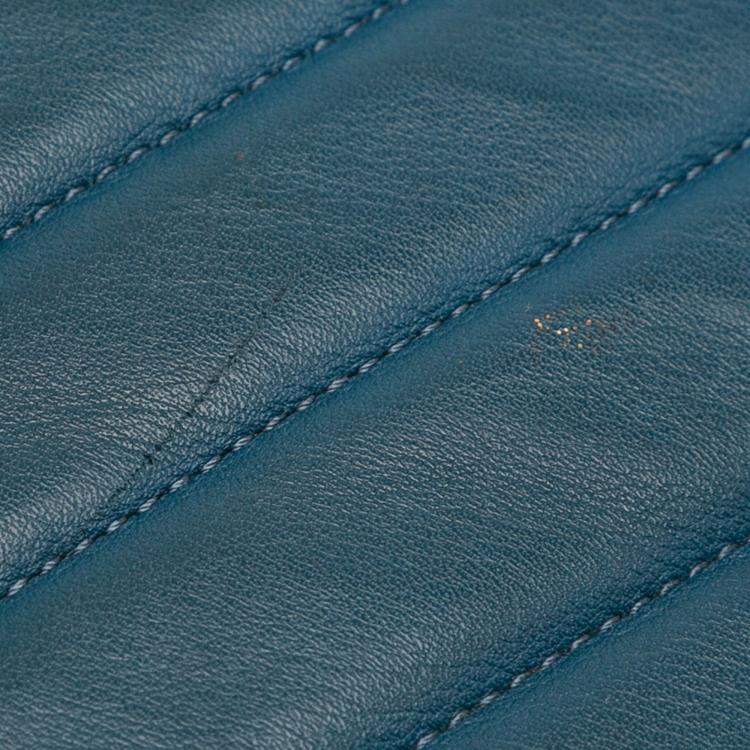 Pre Owned Chanel Blue CC Chevron Calfskin Statement Shopping Tote