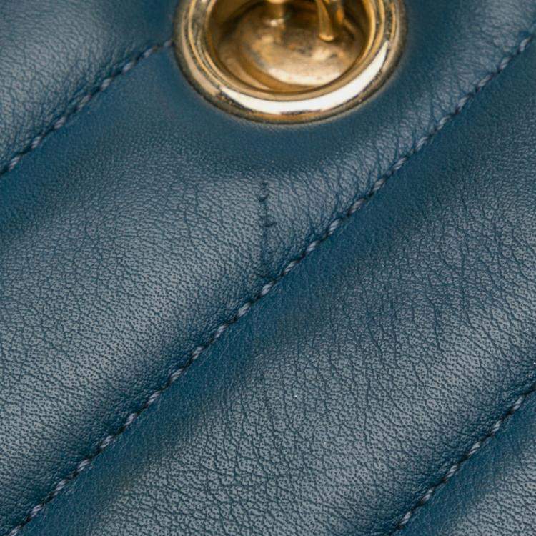 Pre Owned Chanel Blue CC Chevron Calfskin Statement Shopping Tote