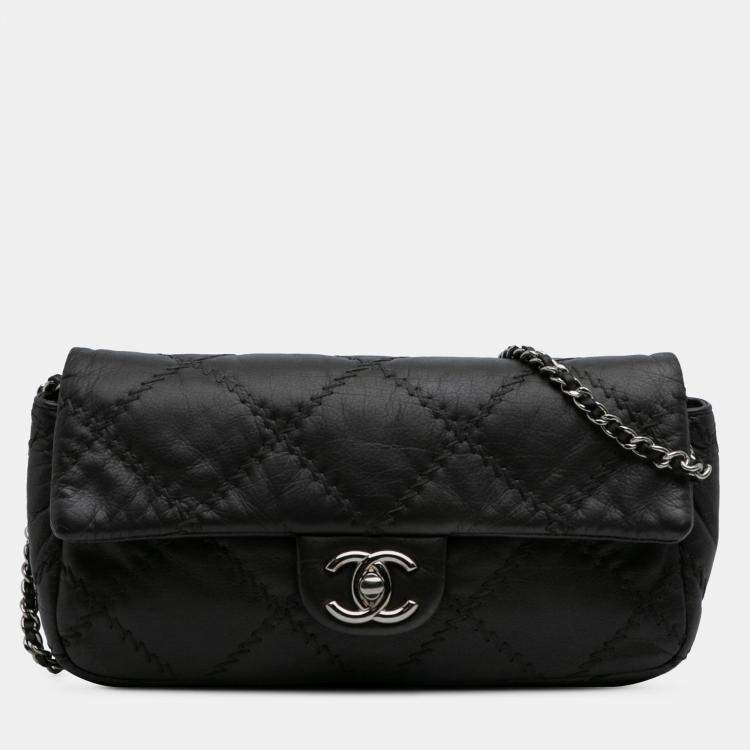 Pre Owned Chanel Black CC Quilted Calfskin Ultimate Stitch Flap