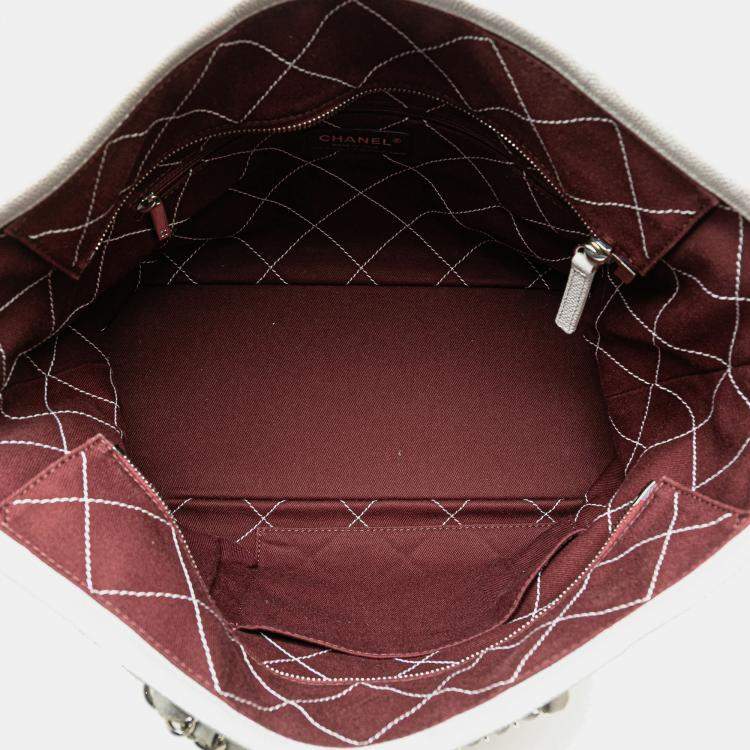 Pre Owned Chanel Grey Small Quilted Caviar Daily Shopping Tote