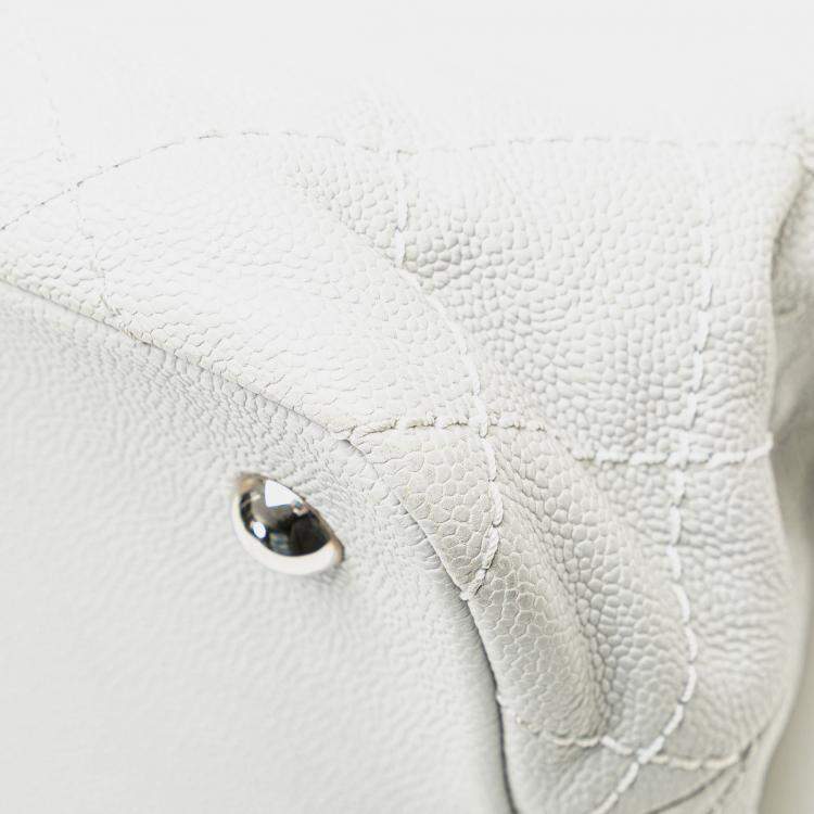 Pre Owned Chanel Grey Small Quilted Caviar Daily Shopping Tote