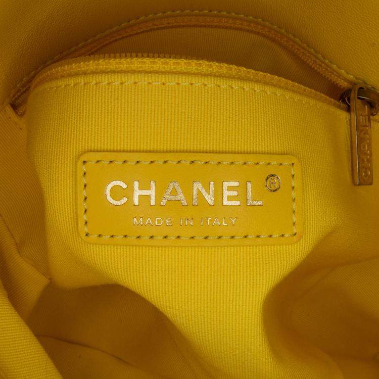 Pre Owned Chanel Yellow Small Quilted Lambskin Candy Chain Flap