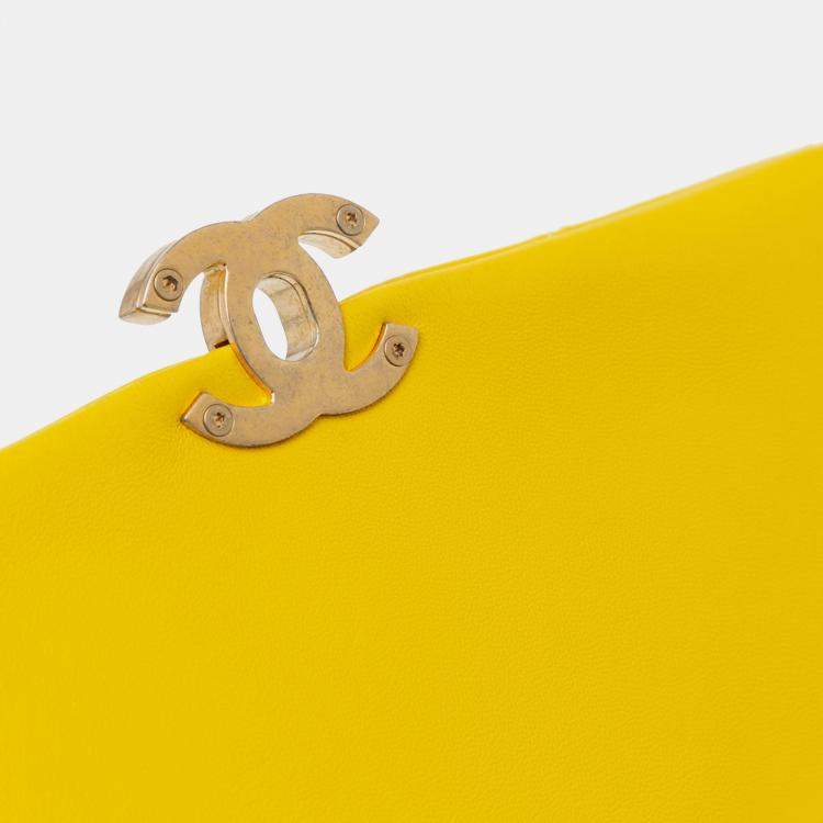 Pre Owned Chanel Yellow Small Quilted Lambskin Candy Chain Flap